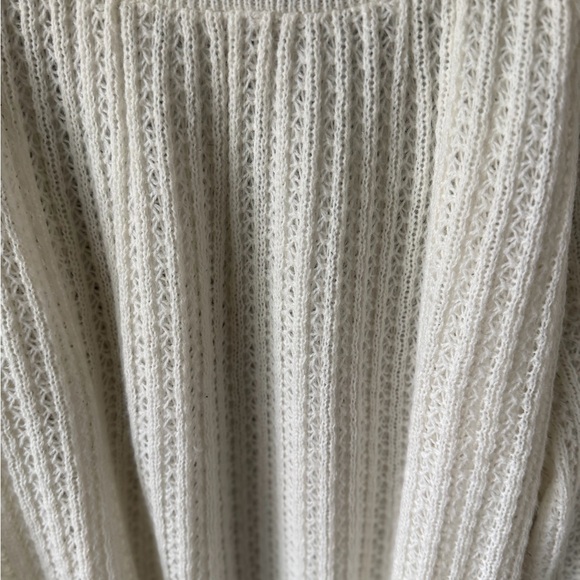 Vintage Cream Off Shoulder Knit Sweater Cottagecore Balloon Sleeve Soft - Picture 14 of 17